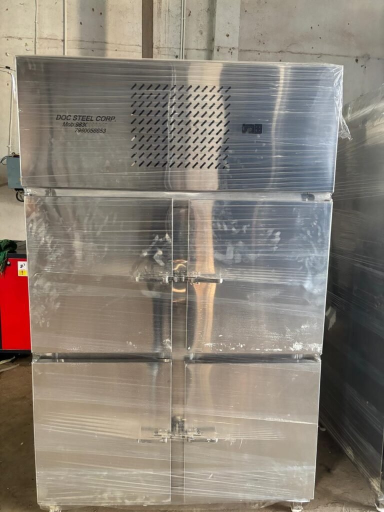 Four door refrigator with lockable dooors