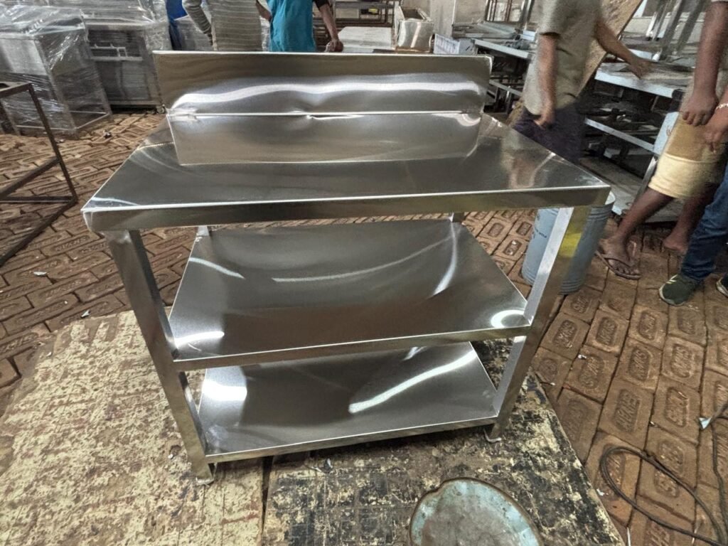 Work table with two under shelves