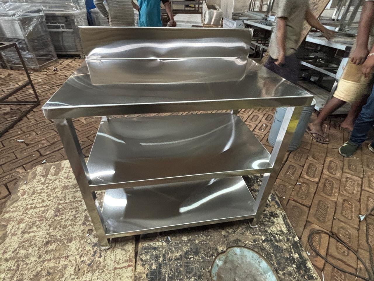 Work table with two under shelves